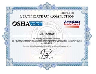 30-Hour OSHA Hazard Recognition Training for the Construction Industry Course
on 6/29/2018
OEC-7051155
 