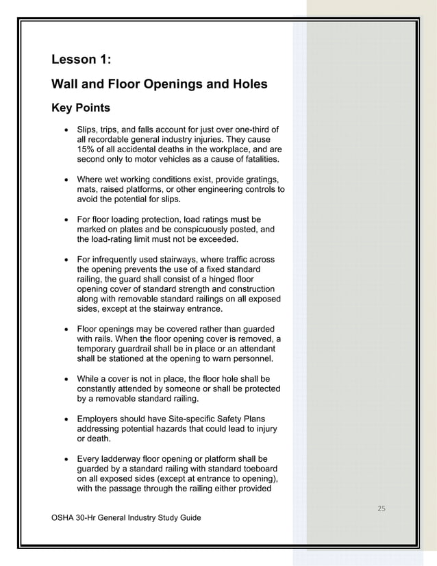 Osha 30 hour General Industry Outreach Training | PDF | Business ...