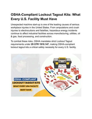 OSHA-Compliant Lockout Tagout Kits What Every U.S. Facility Must Have | PDF