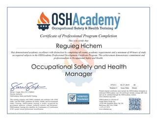 Osha occupational safety and health-manager