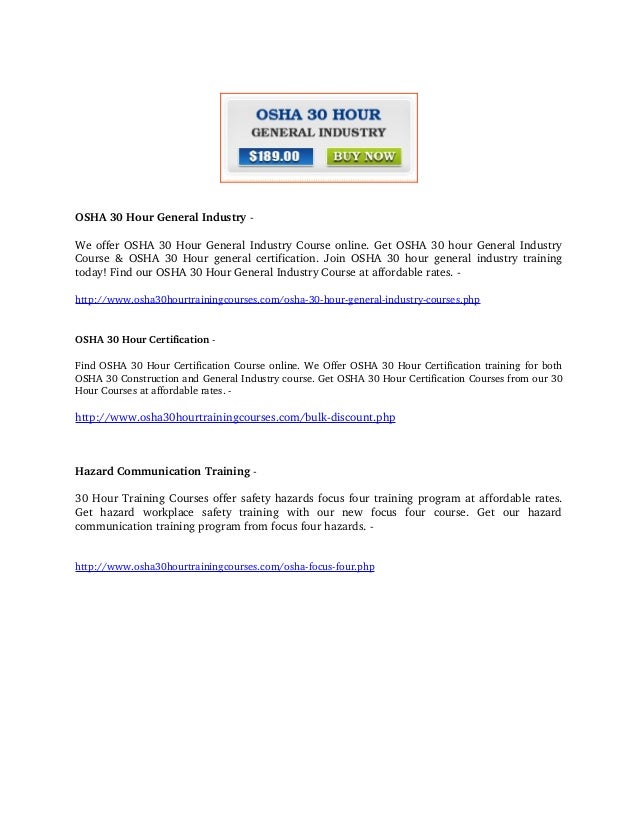 Osha 30 hour online course Osha 30 hour online course