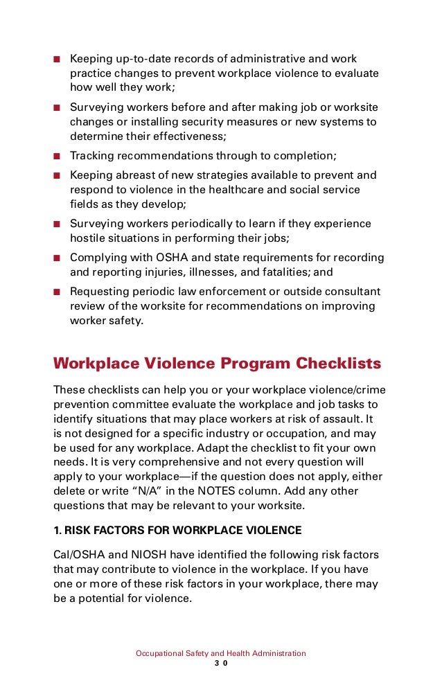 OSHA Guidelines to Preventing Workplace Violence