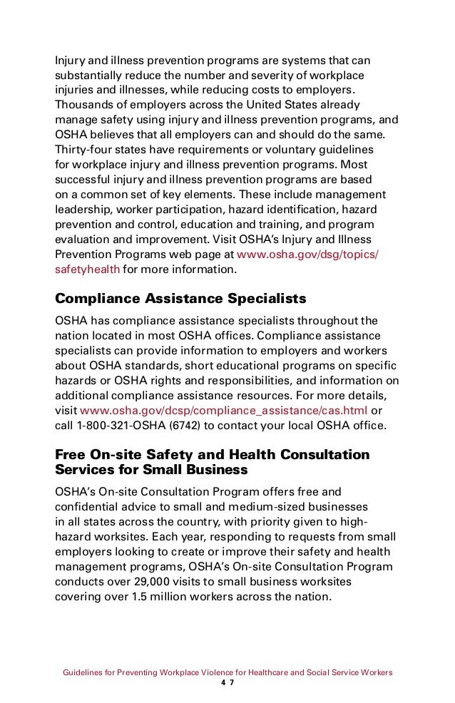 Osha Guidelines To Preventing Workplace Violence Osha Guidelines To Preventing Workplace Violence