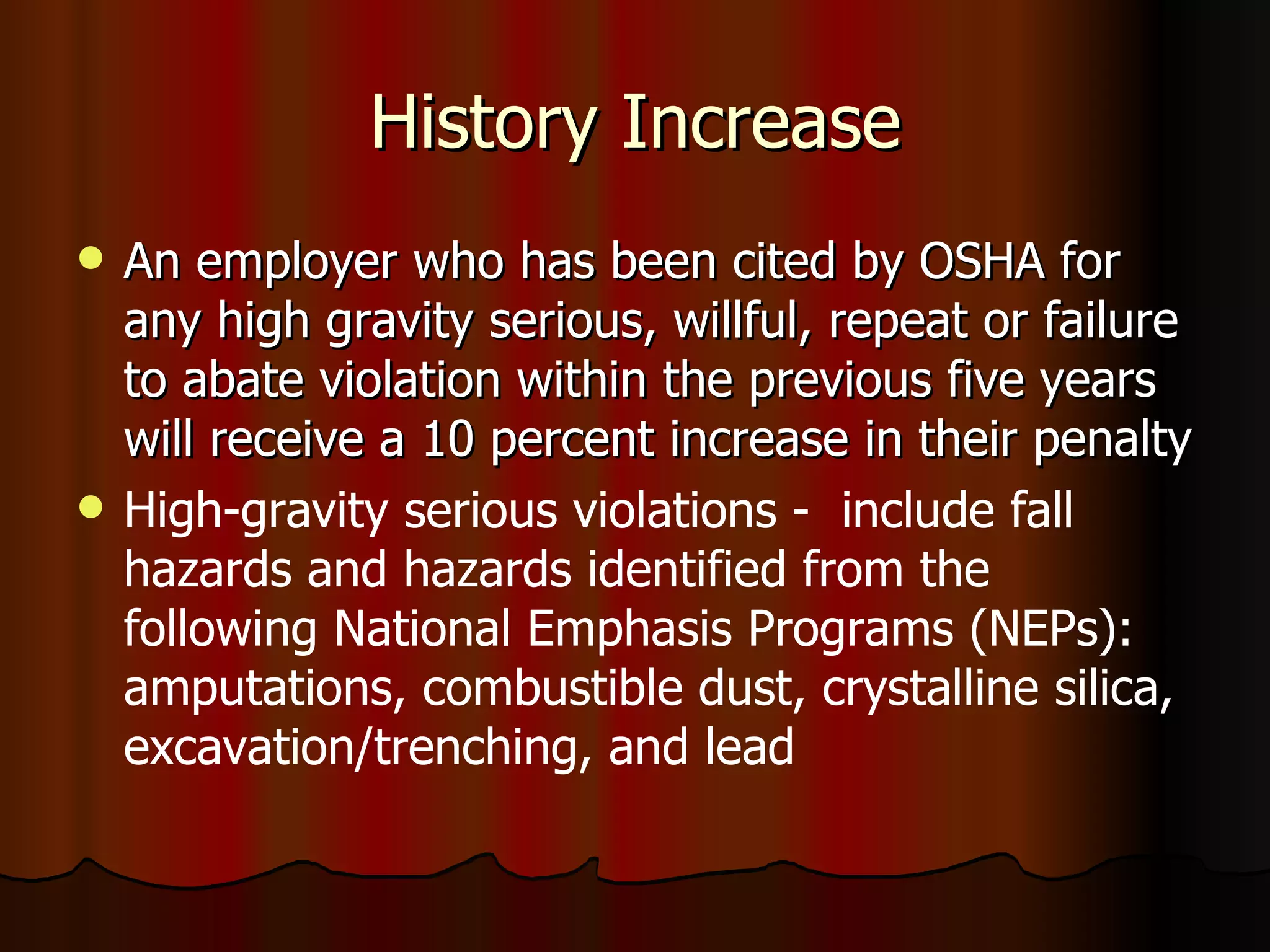 Amputations Osha OSHA increase in penalties | PPT