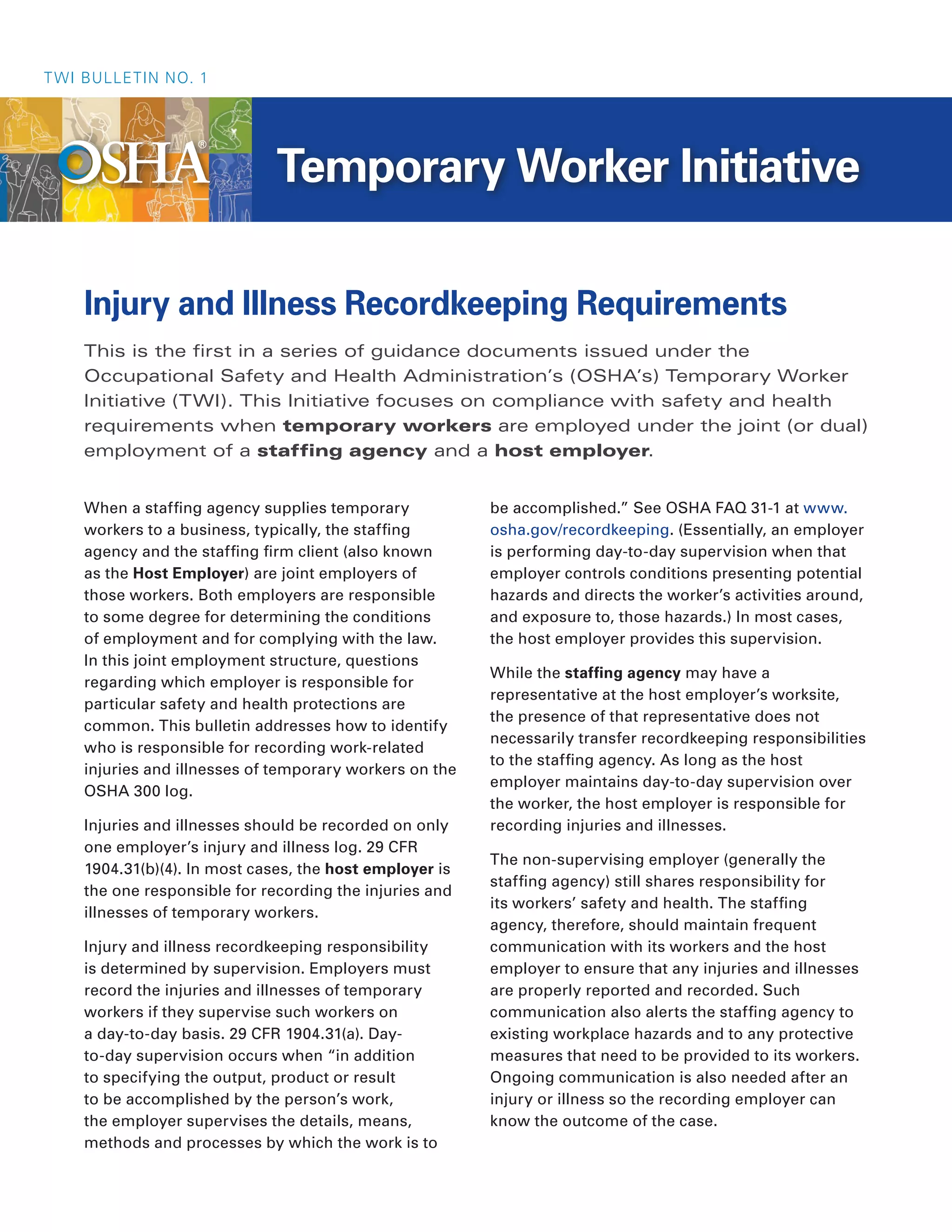 OSHA Injury and Illness Recordkeeping Requirements for Temporary Workers PDF