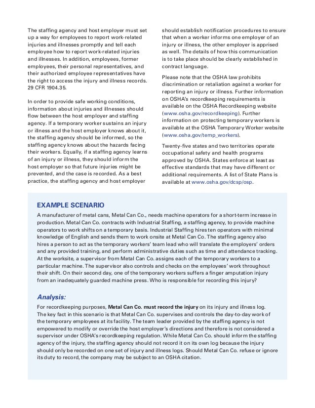 OSHA Injury and Illness Recordkeeping Requirements for Temporary Work…