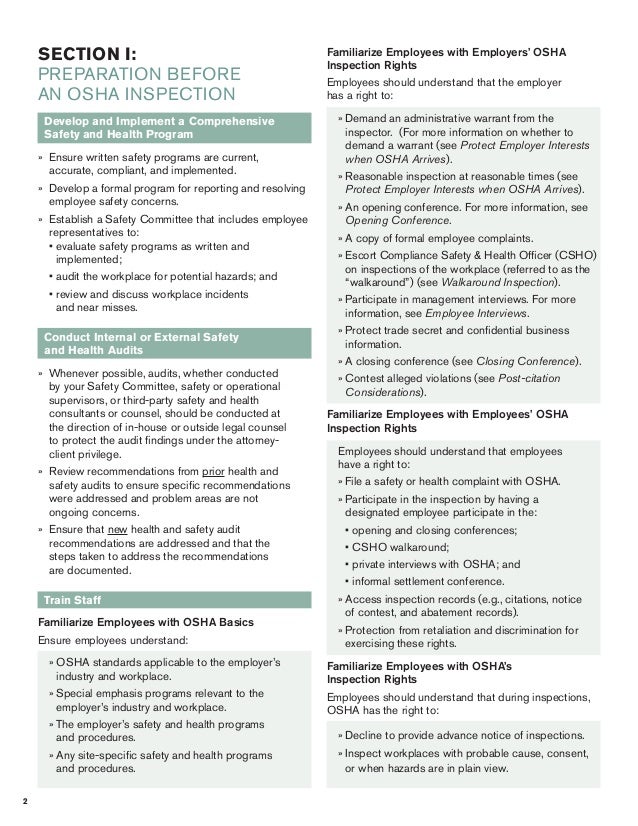 osha inspection checklist epstein becker green