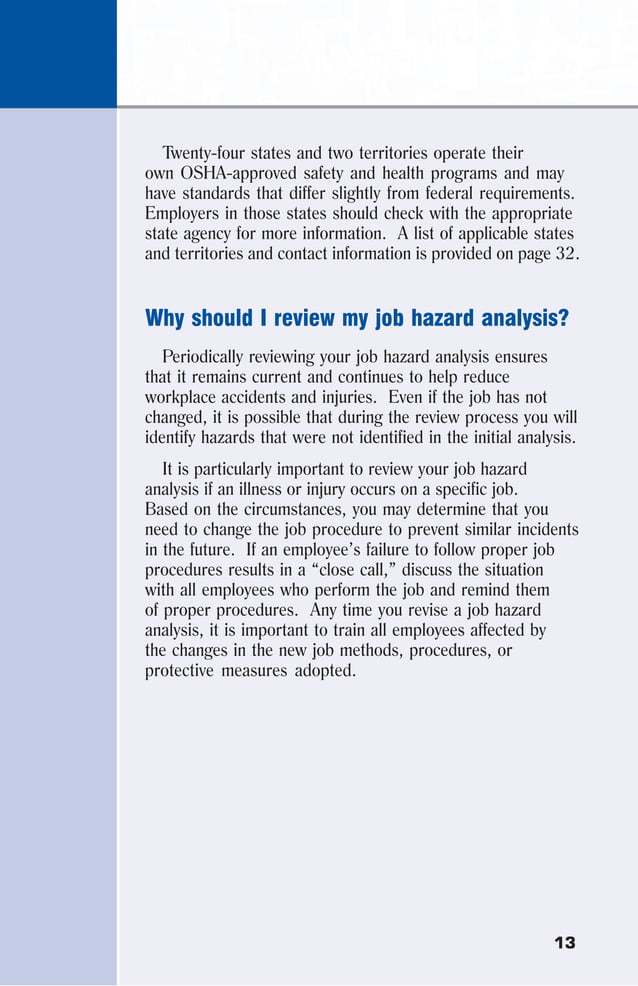 Osha job hazard analysis procedure PDF