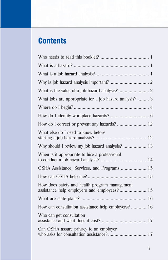 Osha job hazard analysis procedure PDF