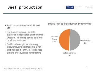 Beef production TALAP center of applied
research
центр прикладных
исследований
2
• Total production of beef: 98’400
MT
• P...