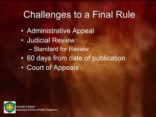 Challenges to a Final Rule Administrative Appeal Judicial Review Standard for Review 60 days from date of publication Court of Appeals 