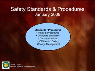 Safety Standards & Procedures January 2008 ,[object Object],[object Object],[object Object],[object Object],[object Object],[object Object]