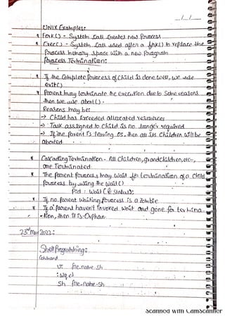 OPERATING SYSTEMS handwritten FIVE NOTES