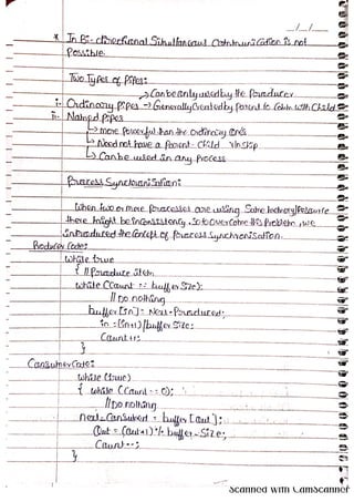 OPERATING SYSTEMS handwritten FIVE NOTES