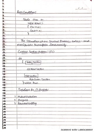 OPERATING SYSTEMS handwritten FIVE NOTES