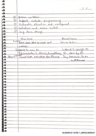 OPERATING SYSTEMS handwritten FIVE NOTES