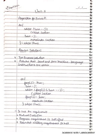 OPERATING SYSTEMS handwritten FIVE NOTES