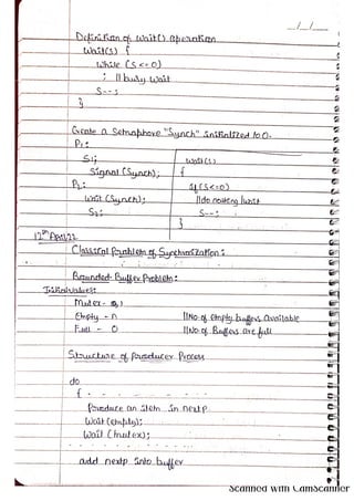 OPERATING SYSTEMS handwritten FIVE NOTES