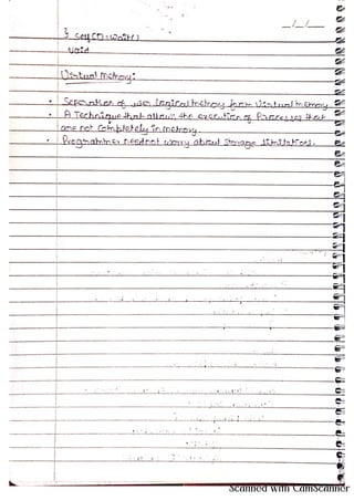 OPERATING SYSTEMS handwritten FIVE NOTES