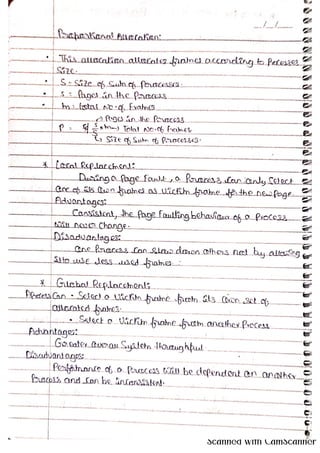 OPERATING SYSTEMS handwritten FIVE NOTES