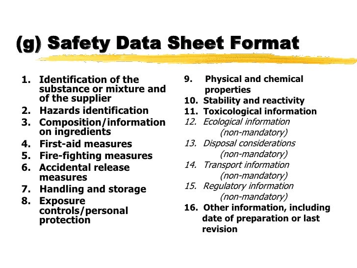 Template Safety Data Sheet Sections Hse Images Videos Gallery