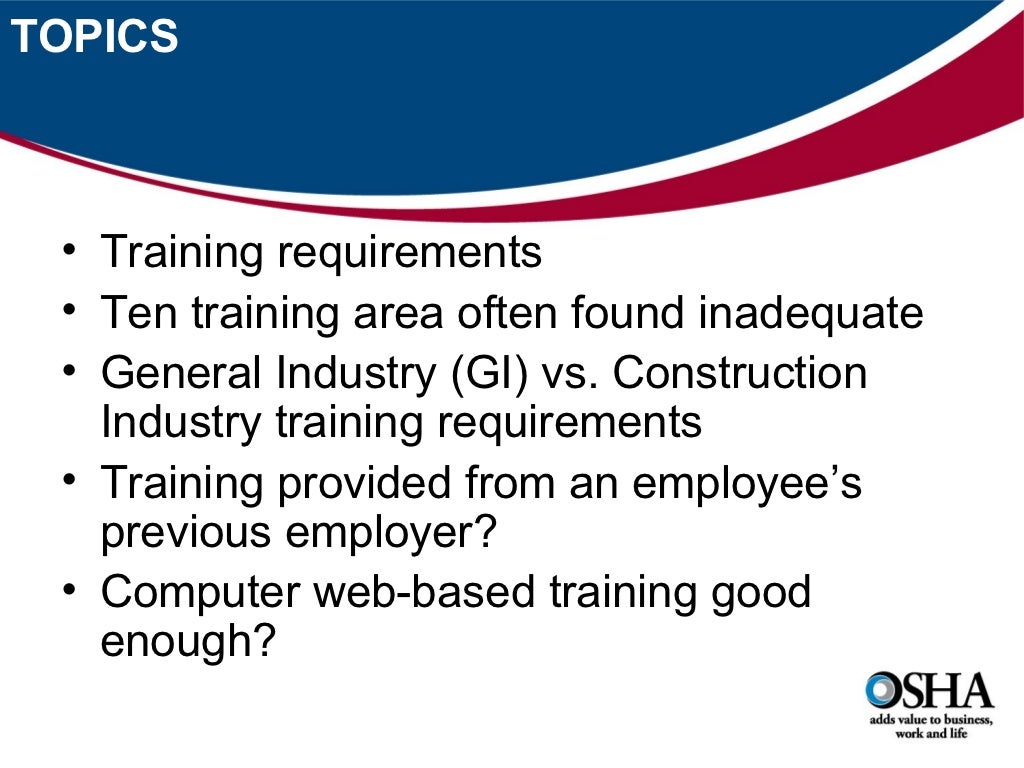 Osha training requirements