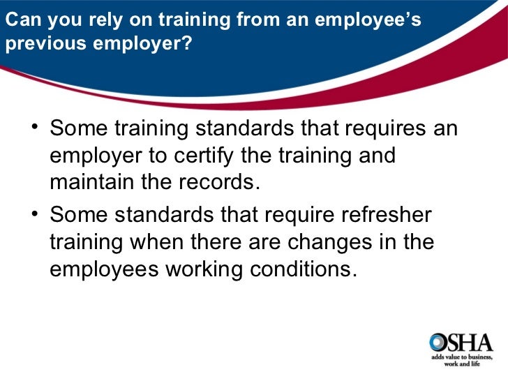 Osha training requirements