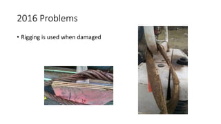 2016 Problems
• Rigging is used when damaged
 