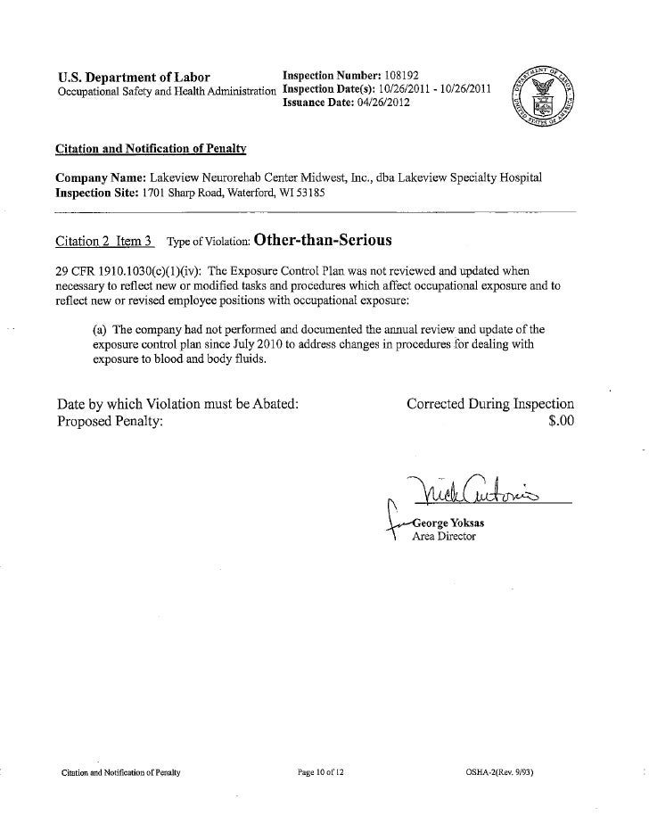 Osha workplace violence citation