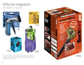 Effective integration
on every scale
                                                             DECORATIVE
                                                             STATUE
                                                             ESTATUA DECORATIVO


                                                                  Terra cotta with faux moss
                                                                  appearance

                                                                  Classical Renaissance design

                                                                  Durable finish for year-round
                                                                  outdoor use

                                                             Terra cotta con apariencia de musgo simulado
                                                             Diseno clásico del renacimiento
                                                             Cascarilla durable para uso exterior del todo el año




                                                                                                                     HANG TAG



                              HANG                 Medium
                              CARD
                                                   WOMAN’S
                                                   GLOVES
                                                   Guantes de la mujer
                                                      Durable Suede
                                                      Cowhide
                                                      Protects hands from
                                                      cuts and abrasions
                                                      Zurriago durable del ante
                                                      protege las manos contra
                                                      cortes y abrasiones




                                                                                            TB000ET




       CHIPBOARD                                                                                                    FOLDOVER
             BOX                                                                                                    HANG TAG


The program VNG created makes it easy for suppliers on different                                                                CORRUGATED
continents to combine product photography, typography and key art                                                                LITHO LABEL
into appealing packaging whose consistent brand identity is obvious
regardless of size or shape.


6                                                                                                                                         7
 