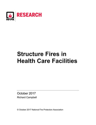 Structure Fires in
Health Care Facilities
October 2017
Richard Campbell
© October 2017 National Fire Protection Association
 