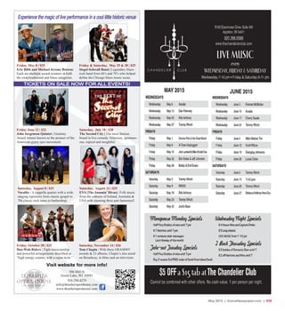 May 2015 | SceneNewspaper.com | R39
Experience the magic of live performance in a cool little historic venue
TICKETS ON SALE NOW FOR ALL EVENTS!
506 Mill St
Green Lake, WI 54941
920.294.4279
info@thrasheroperahouse.com
www.thrasheroperahouse.com
Visit website for more info!
Friday, October 30 | $25
Doo-Wah Riders | Tight musicianship
and powerful arrangements described as
“high energy country with a cajun twist.”
Saturday, November 14 | $26
Tom Chapin | With three GRAMMY
awards & 23 albums, Chapin’s also acted
on Broadway, in films and on television.
Friday June 12 | $22
John Jorgenson Quintet | Grammy
Award winner known as the pioneer of the
American gypsy jazz movement.
Friday, May 8 | $25
Eric Bibb and Michael Jerome Browne
Each are multiple award-winners in both
the roots/traditional and blues categories.
Saturday, July 18 | $28
The Second City | The most famous
brand in live comedy. Hilarious, spontane-
ous, topical and insightful.
Saturday, August 22 | $25
EVA (The Jammin’ Divas) | Folk music
from the cultures of Ireland, Australia &
USA with stunning three part hamonies!
Friday & Saturday, May 29 & 30 | $25
Siegel-Schwall Band | Legendary blues-
rock band from 60’s and 70’s who helped
define the Chicago blues music scene.
Saturday, August 8 | $15
Vocality | A cappella quartet with a wide
ranging repertoire from classic gospel to
70s classic rock tunes to barbershop.
 