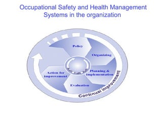Occupational Safety and Health Management
Systems in the organization

 