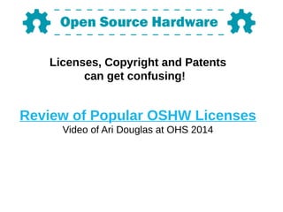Introduction to Open Source Hardware, OSHWA and Open Hardware Summit | PDF