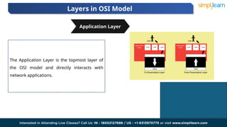 Layers in OSI Model
02 03
The Application Layer is the topmost layer of
the OSI model and directly interacts with
network applications.
Application Layer
 