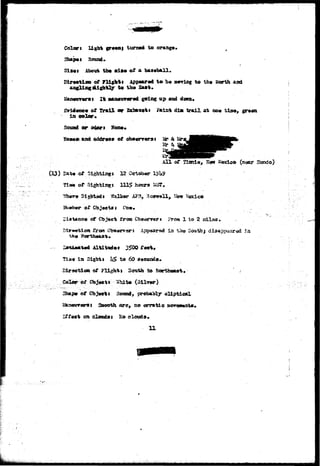 Colon Ugh* gr««fif tum»d to 
3hap«t Hoand- 
Slswt About tb* alia of a baseball. 
Dtrnctioo of Flightt Appeared to b« moving to th« itartb 
to 
ia 
Sowad or 
(13) 
I t Bto*wr«r*d golzug up sod ^iowa* 
of Trail or 2x£*«#tt Faint 41B trail at oe« 
of 
All of t i a t t ^ ^w H«5de0 (n«62f Koodo) 
o? 
12 
111? 
to 2 
ia 
l a Sights h> to 60 
of FUgfe*} 3oath to Sorthoaot, 
of CbJ»«t* Hetsed, pareb»bly «liptlo*l 
SaooiJl 4i?Cy no turi^feJLc 
OA clotulsi Ko> clouds* 
IX 
 