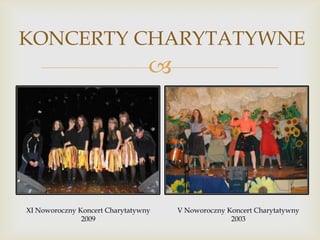 KONCERTY CHARYTATYWNE



XI Noworoczny Koncert Charytatywny
2009

V Noworoczny Koncert Charytatywny
2003

 