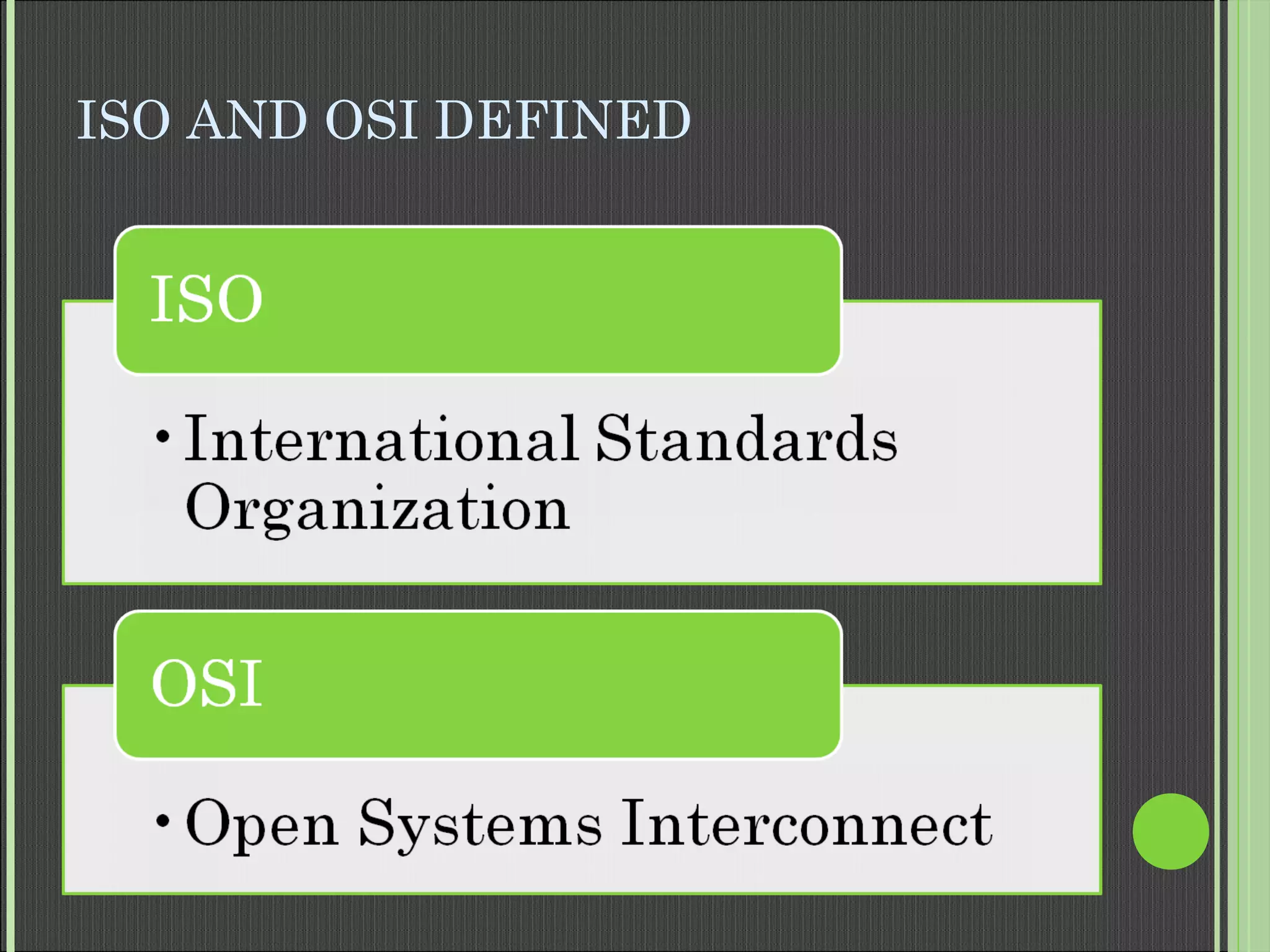 ISO AND OSI DEFINED
 