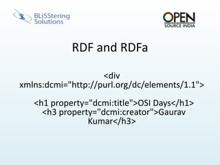 RDF<?xml version="1.0"?><rdf:RDFxmlns:rdf=http://www.w3.org/1999/02/22-rdf-syntax-ns#xmlns:dc="http://purl.org/dc/elements/1.1/">  <rdf:Descriptionrdf:about="http://www.google.com">        <dc:creator>Larry Page</dc:creator>  </rdf:Description></rdf:RDF>