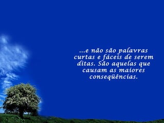 ...e não são palavras
curtas e fáceis de serem
 ditas. São aquelas que
   causam as maiores
      conseqüências.
 