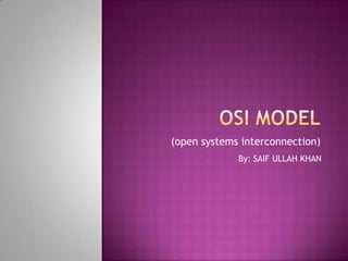 (open systems interconnection)
             By: SAIF ULLAH KHAN
 
