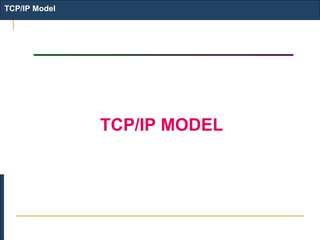 TCP/IP Model
TCP/IP MODEL
 