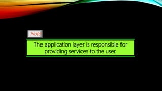 The application layer is responsible for
providing services to the user.
Note
 