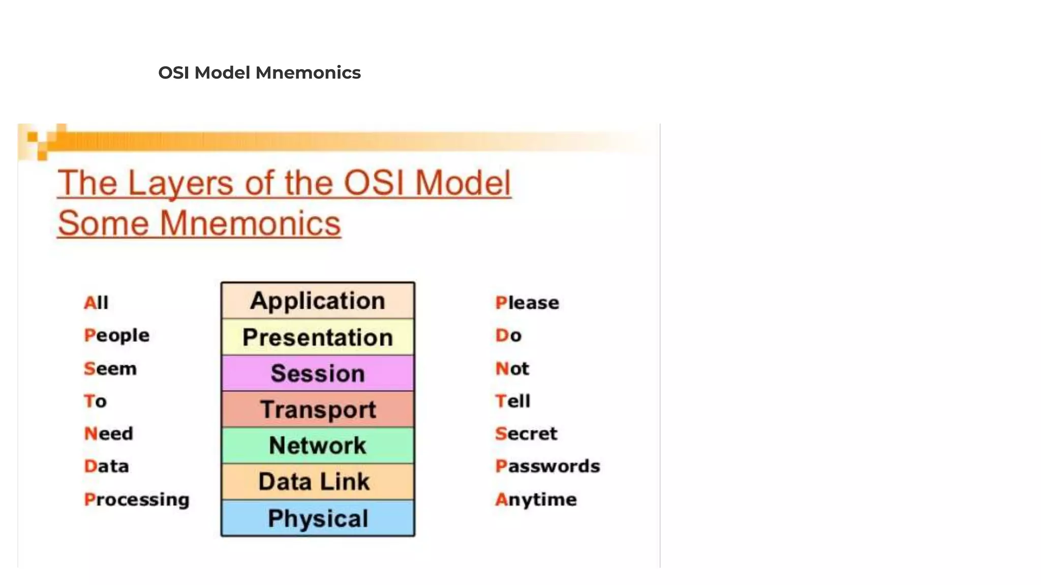 OSI Model Mnemonics
 