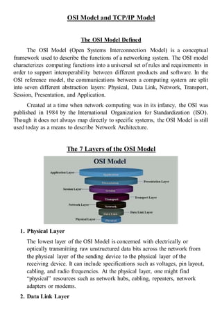 OSI Model and TCP/IP Model. | PDF image.