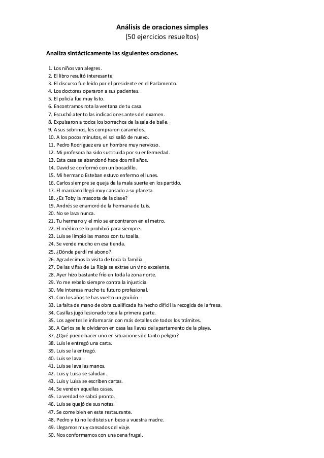 Oraciones Simples