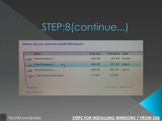 Windows 7 installation steps | PPTX