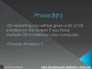 Windows 7 installation steps | PPTX