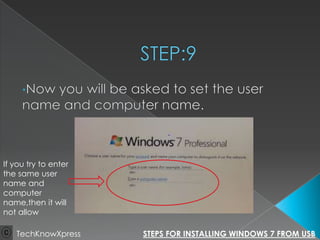 Windows 7 installation steps | PPTX