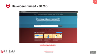 www.prismacsi.com
© All Rights Reserved.
32
Haveibeenpwned - DEMO
haveibeenpwned.com
 
